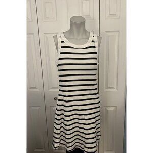 Michael Star Black & White Striped Knee Length Dress Size Medium